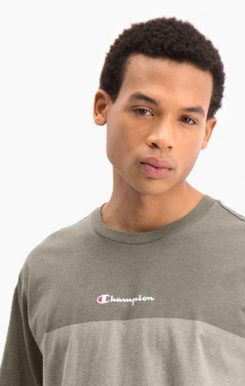 Camiseta Champion Ombré Panelled T-Shirt Verde | 4087-TIKYF