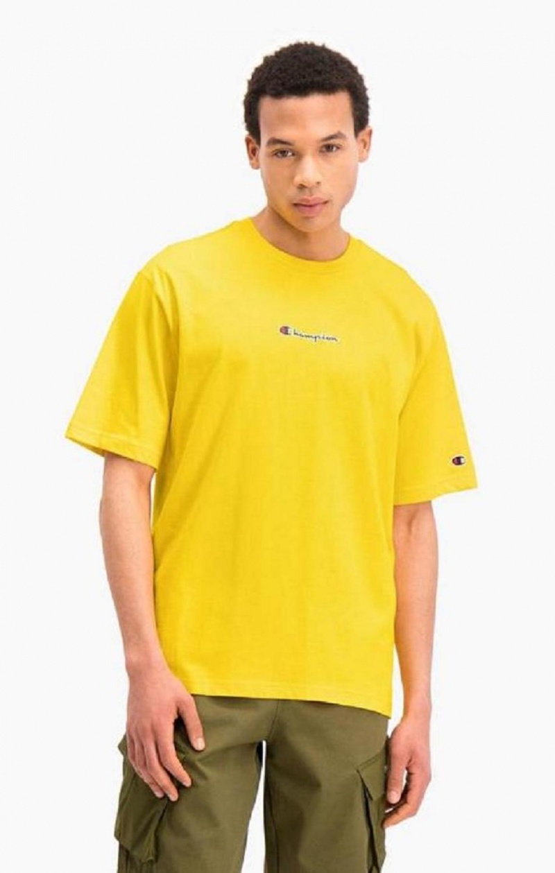 Camiseta Champion Oversized Script Logo Print T-Shirt Doradas | 2904-SILPU