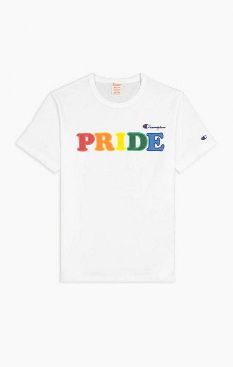 Camiseta Champion PRIDE C Logo Crew Neck T-Shirt Blancas | 8064-MXITY