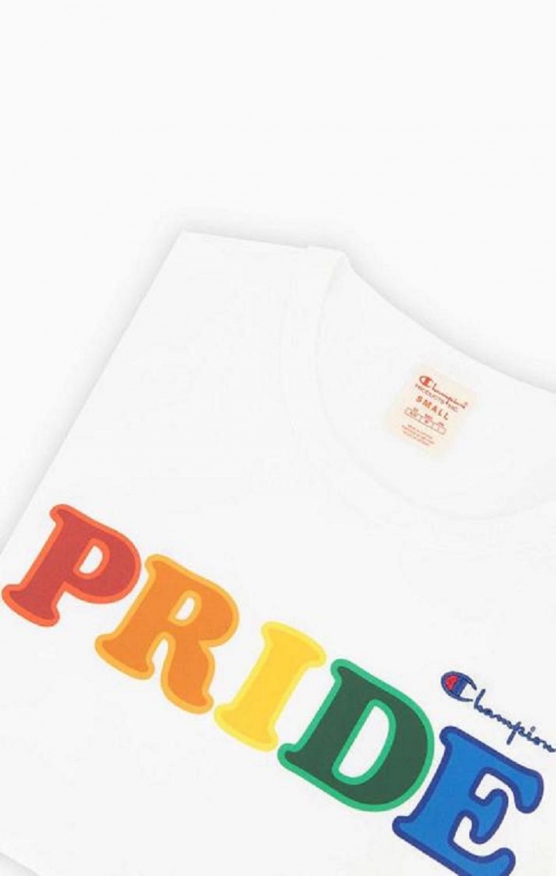 Camiseta Champion PRIDE C Logo Crew Neck T-Shirt Blancas | 8064-MXITY