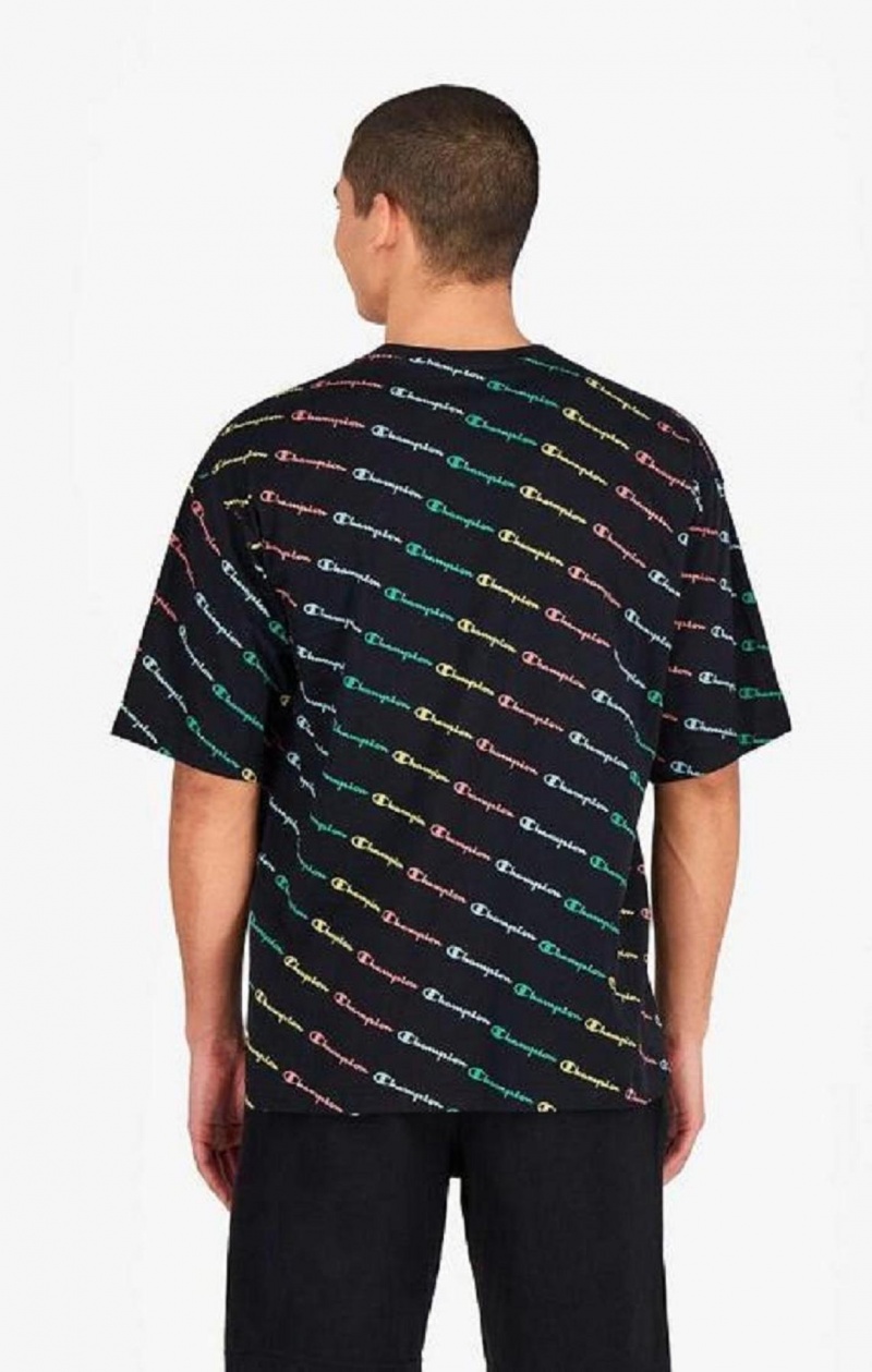 Camiseta Champion Pastel All-Over Script Logo Print T-Shirt Negras | 6290-KJUZN