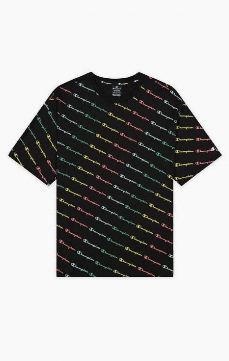 Camiseta Champion Pastel All-Over Script Logo Print T-Shirt Negras | 6290-KJUZN