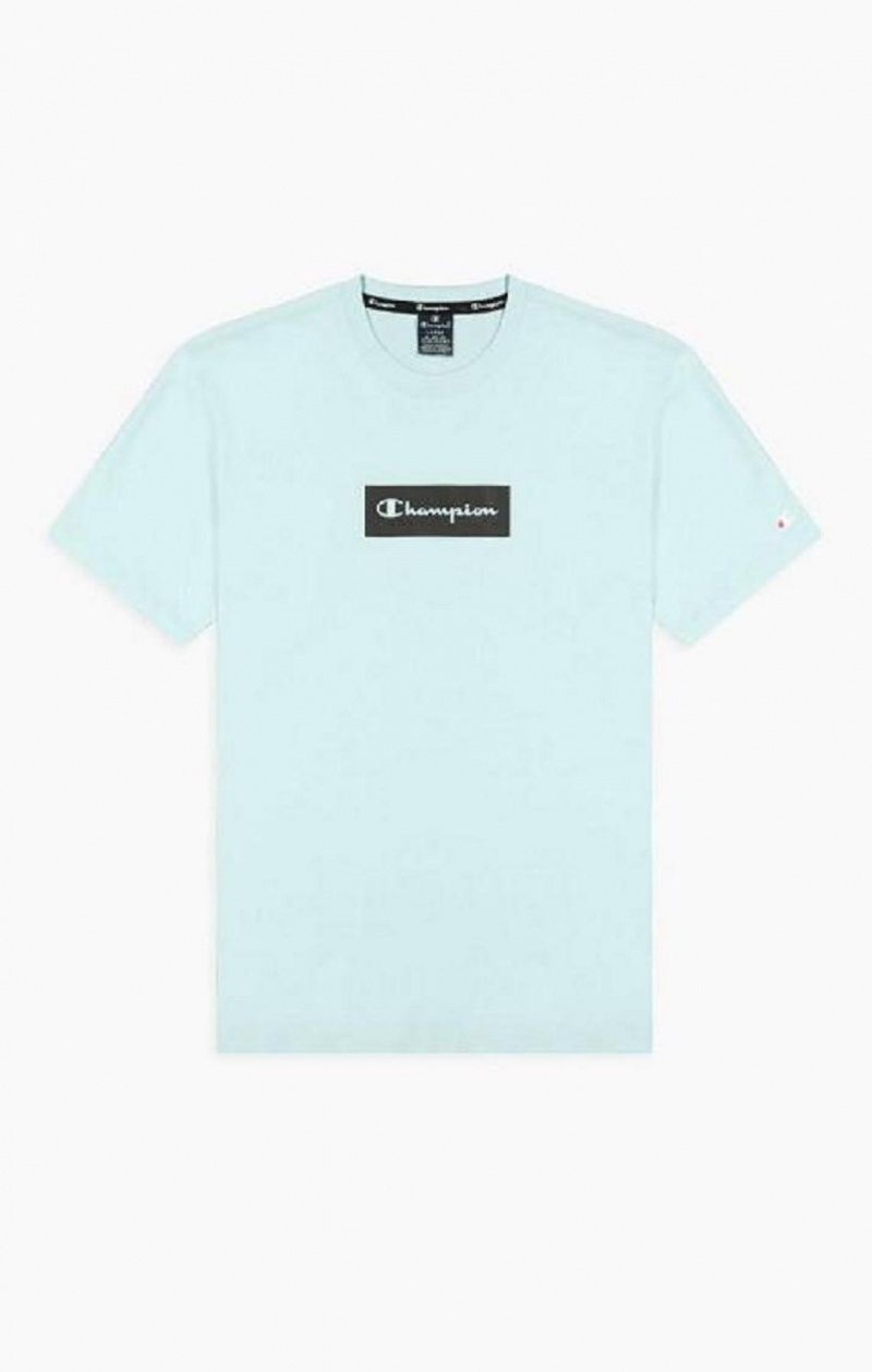 Camiseta Champion Pastel Box Script Logo T-Shirt Azules Claro | 4280-SRCAG