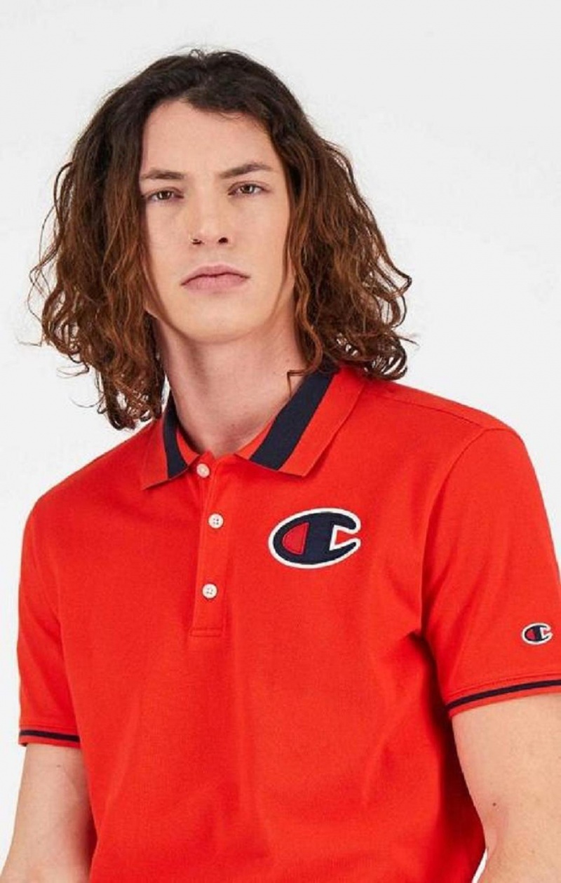 Camiseta Champion Satin C Logo Polo Shirt Rojas | 9503-WDUNY