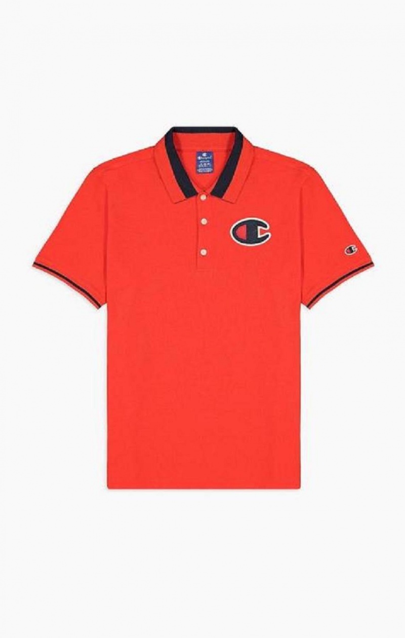 Camiseta Champion Satin C Logo Polo Shirt Rojas | 9503-WDUNY