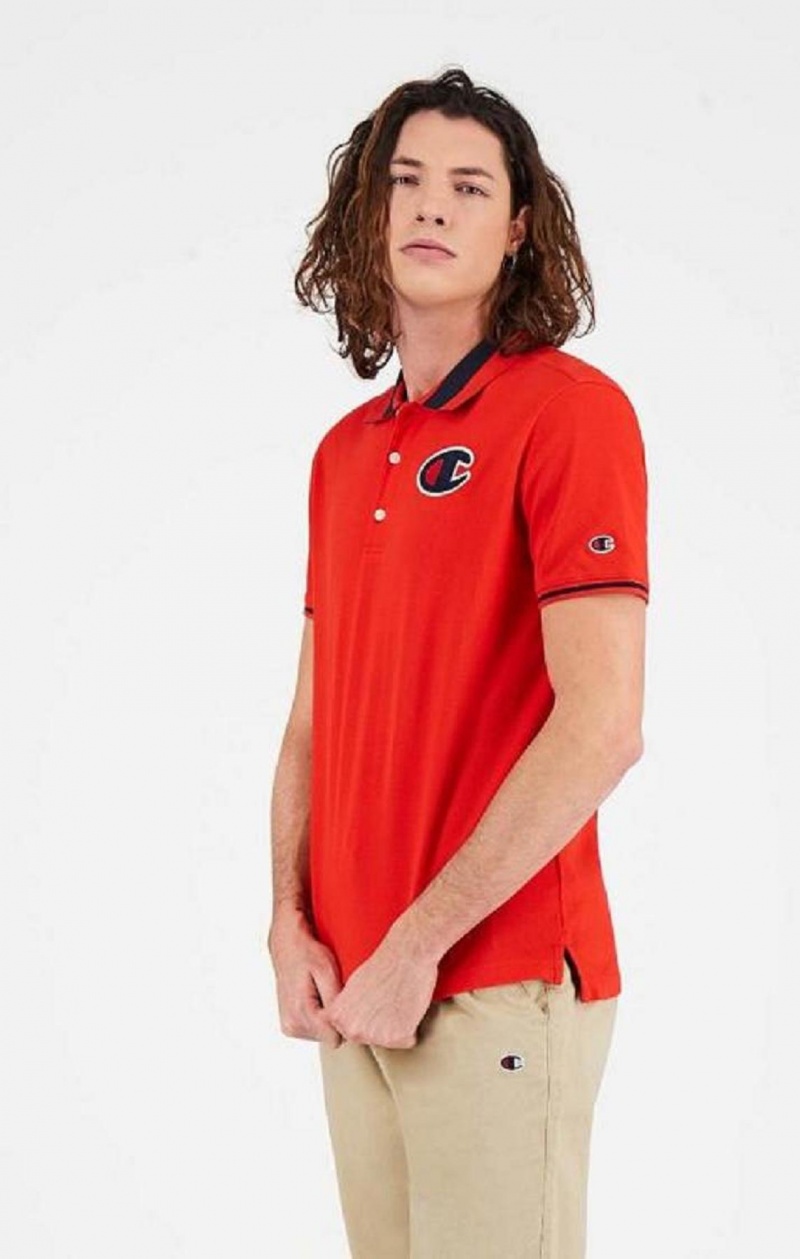 Camiseta Champion Satin C Logo Polo Shirt Rojas | 9503-WDUNY