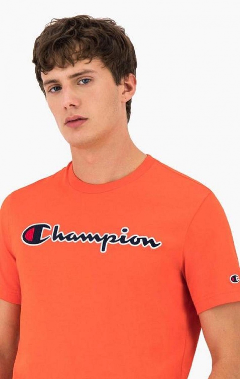 Camiseta Champion Satin Stitch Script Logo T-Shirt Rojas | 1754-ZXDMA