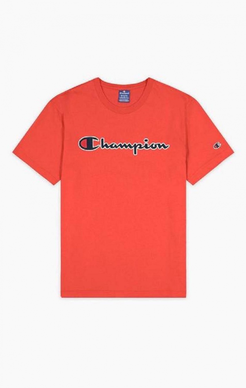 Camiseta Champion Satin Stitch Script Logo T-Shirt Rojas | 1754-ZXDMA