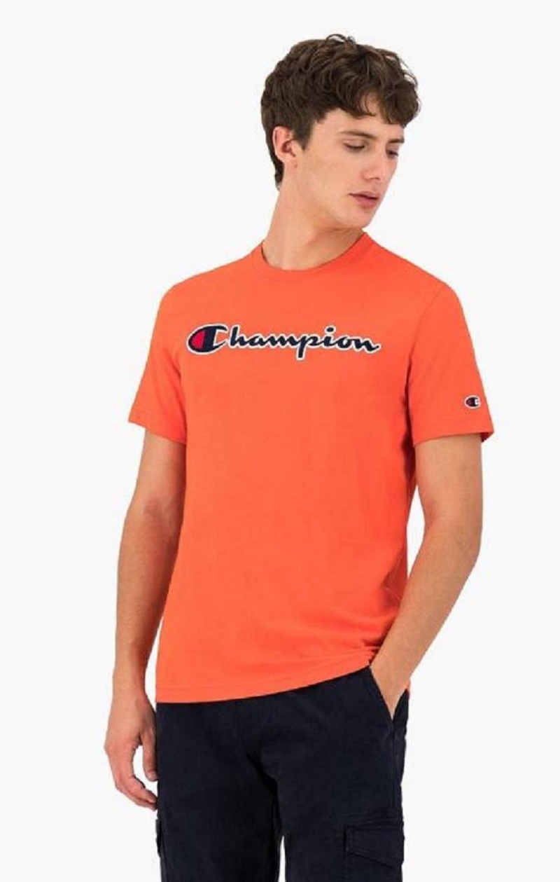 Camiseta Champion Satin Stitch Script Logo T-Shirt Rojas | 1754-ZXDMA