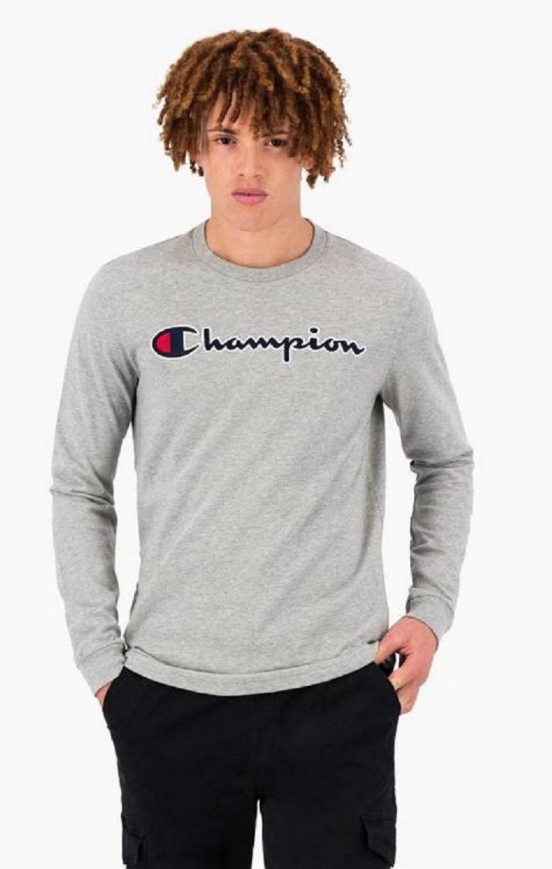 Camiseta Champion Satin Stitch Script Logo T-Shirt Gris Claro | 6403-FHULK