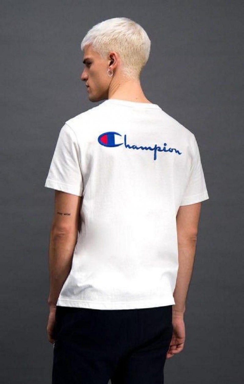 Camiseta Champion Script Logo Back Crew Neck T-Shirt Blancas | 5463-ZTFAU