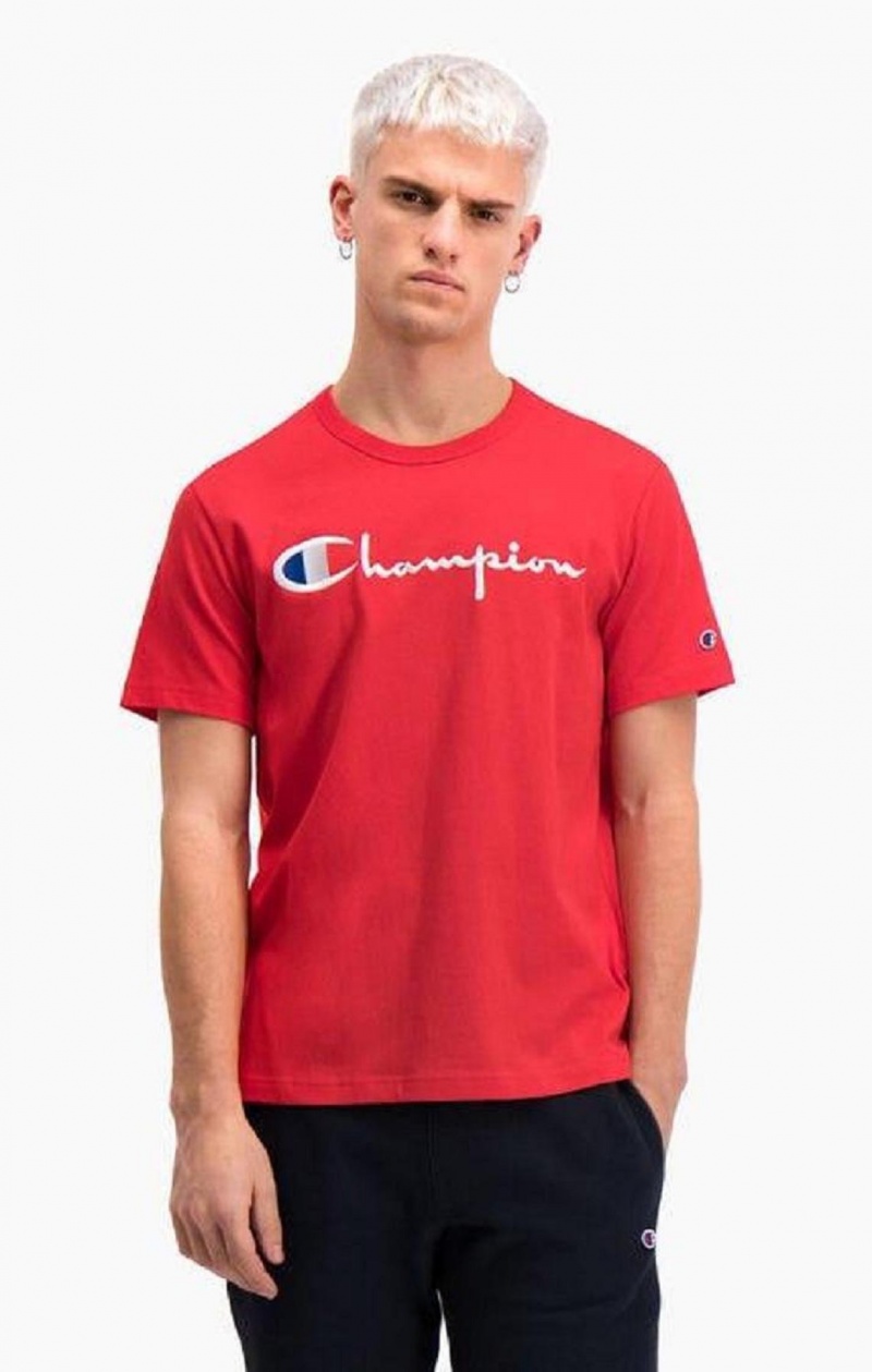 Camiseta Champion Script Logo Crew Neck T-Shirt Rojas | 4397-IMTDB