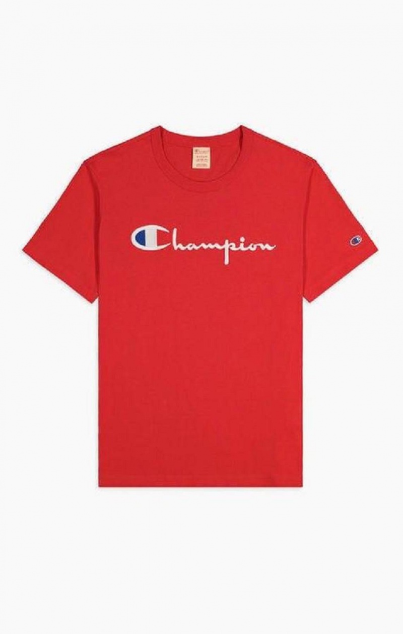 Camiseta Champion Script Logo Crew Neck T-Shirt Rojas | 4397-IMTDB