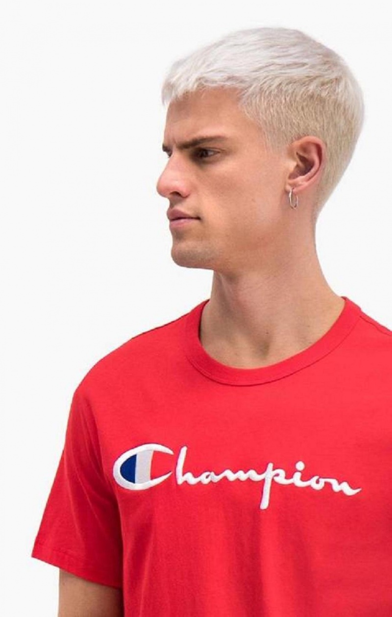 Camiseta Champion Script Logo Crew Neck T-Shirt Rojas | 4397-IMTDB