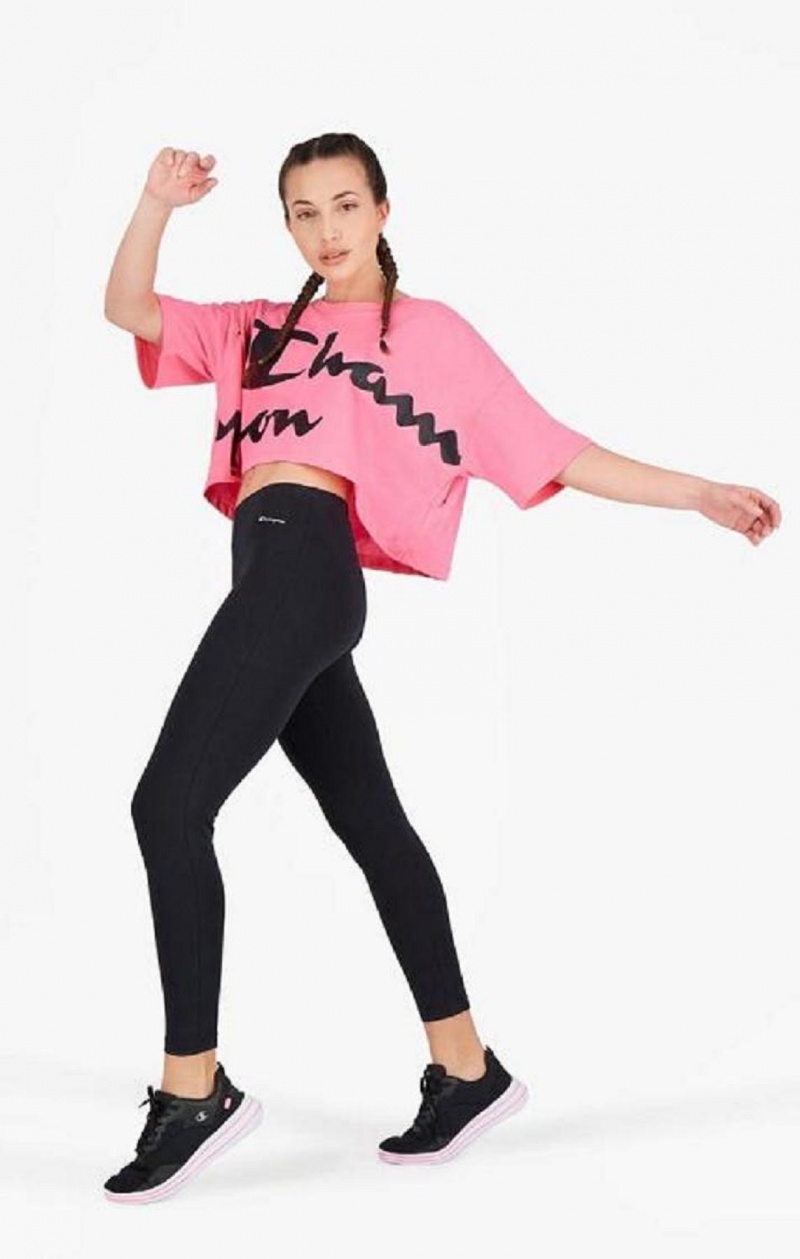 Camiseta Champion Script Logo Cropped T-Shirt Fucsia | 8432-YRTGU