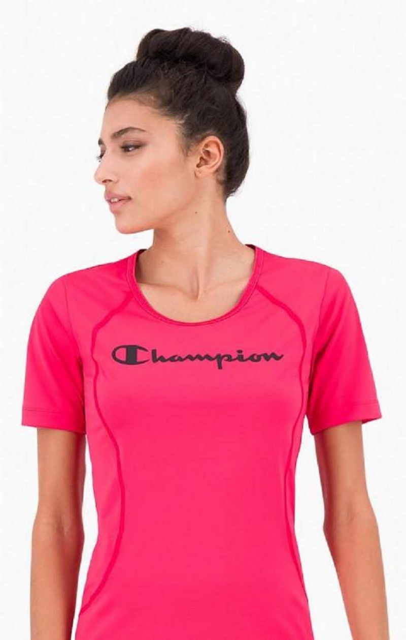 Camiseta Champion Script Logo Entrenamiento T-Shirt Rosas Oscuro | 2908-ZMJVR