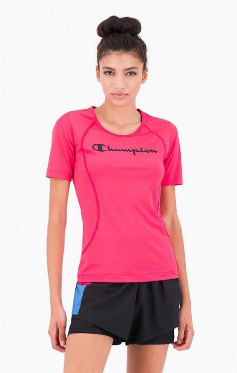 Camiseta Champion Script Logo Entrenamiento T-Shirt Rosas Oscuro | 2908-ZMJVR