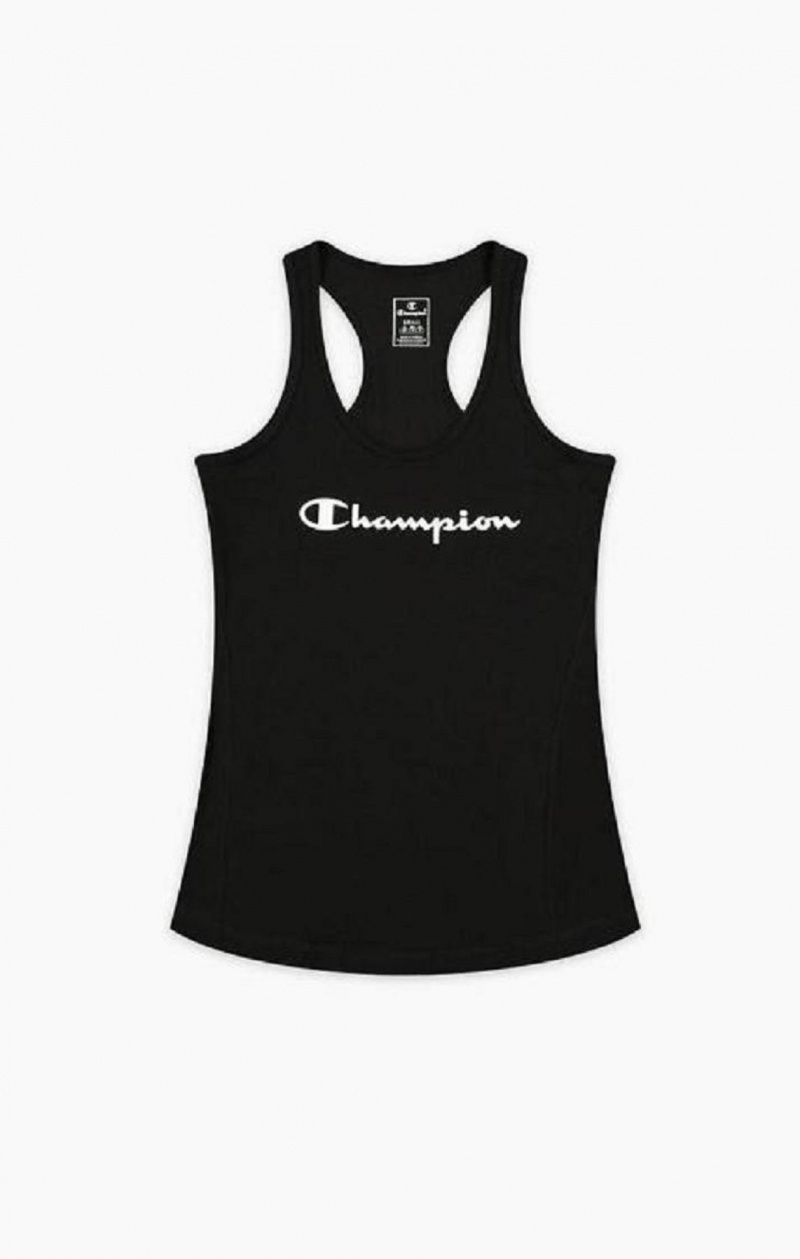 Camiseta Champion Script Logo Entrenamiento Vest Negras | 4916-GSWEK