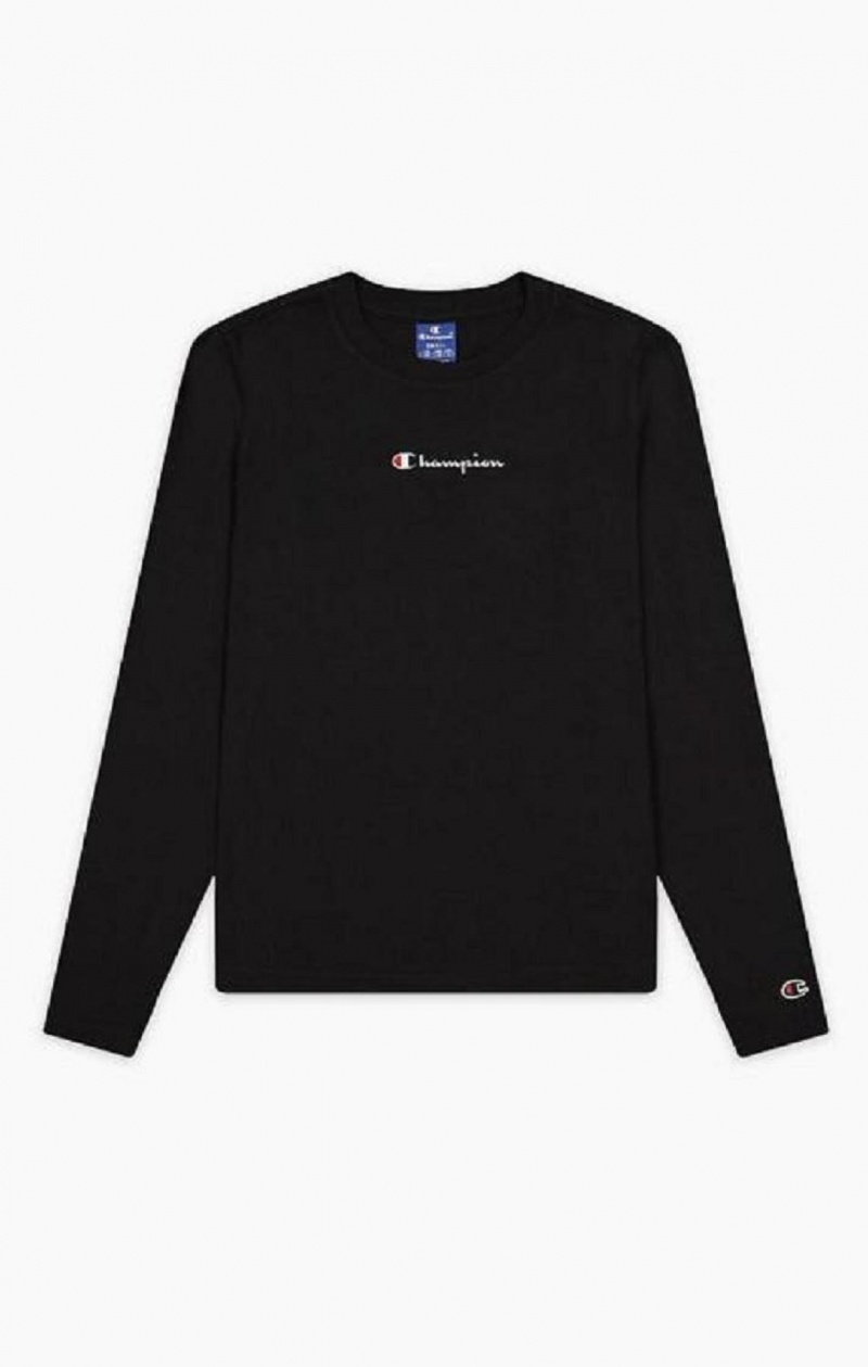 Camiseta Champion Script Logo Long Sleeve T-Shirt Negras | 0613-DWHRP