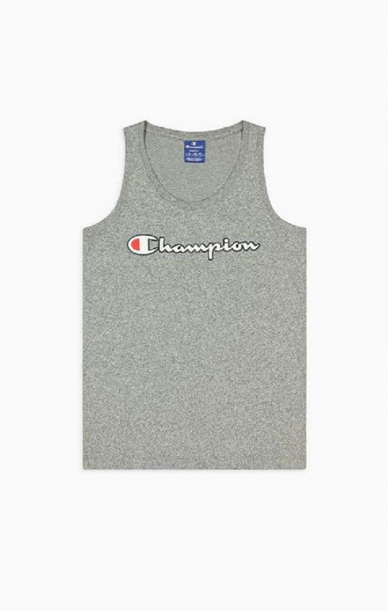 Camiseta Champion Script Logo Tank Top Gris Oscuro | 7258-LUIVR