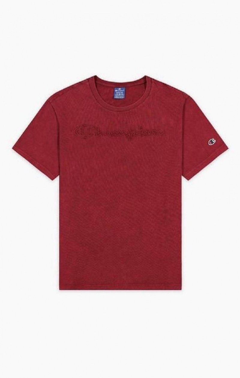 Camiseta Champion Script Logo Washed T-Shirt Burdeos | 5428-LSTPU