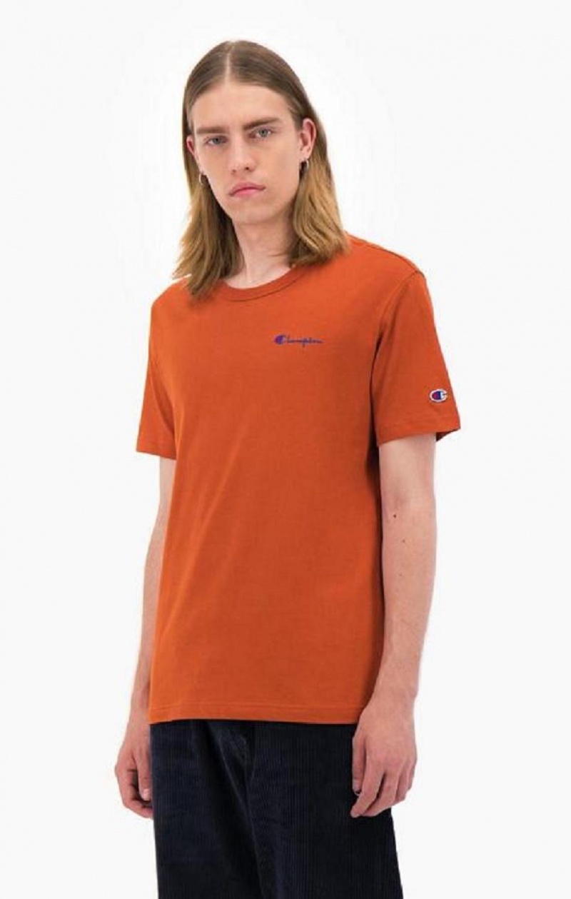 Camiseta Champion Small Script Logo T-Shirt Marrones | 4951-MHFSV