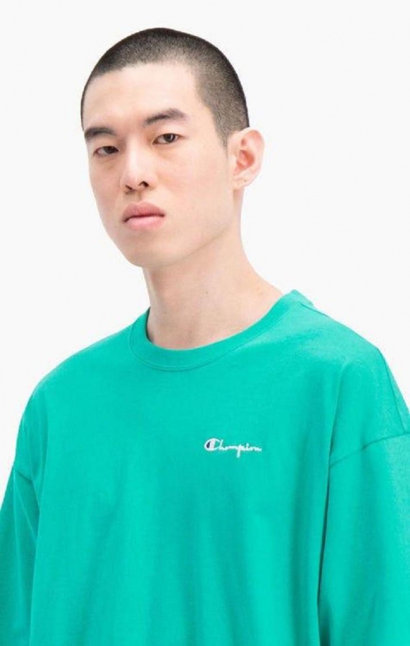 Camiseta Champion Small Script Logo T-Shirt Turquesa | 9213-VYPZN