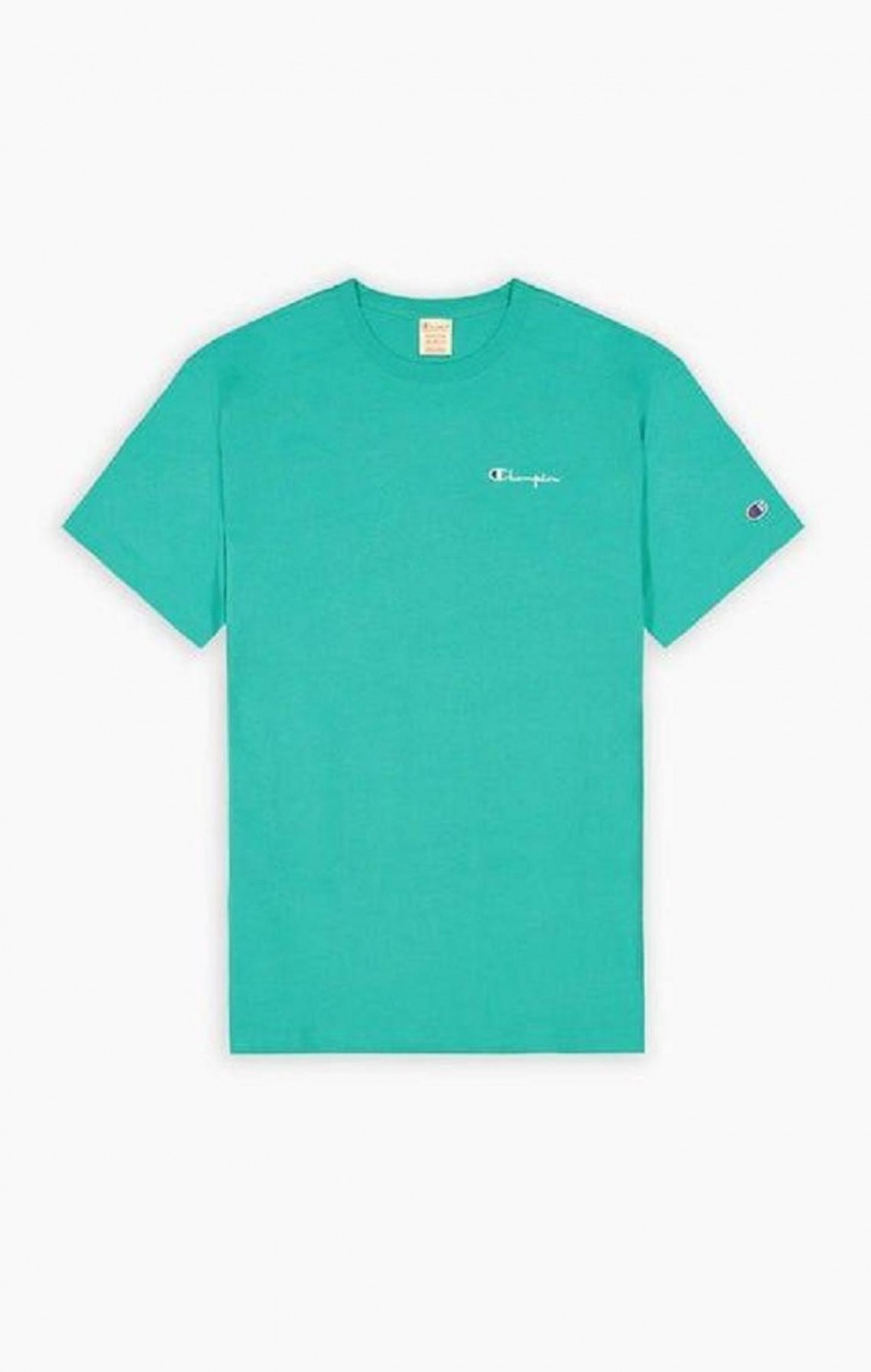 Camiseta Champion Small Script Logo T-Shirt Turquesa | 9213-VYPZN