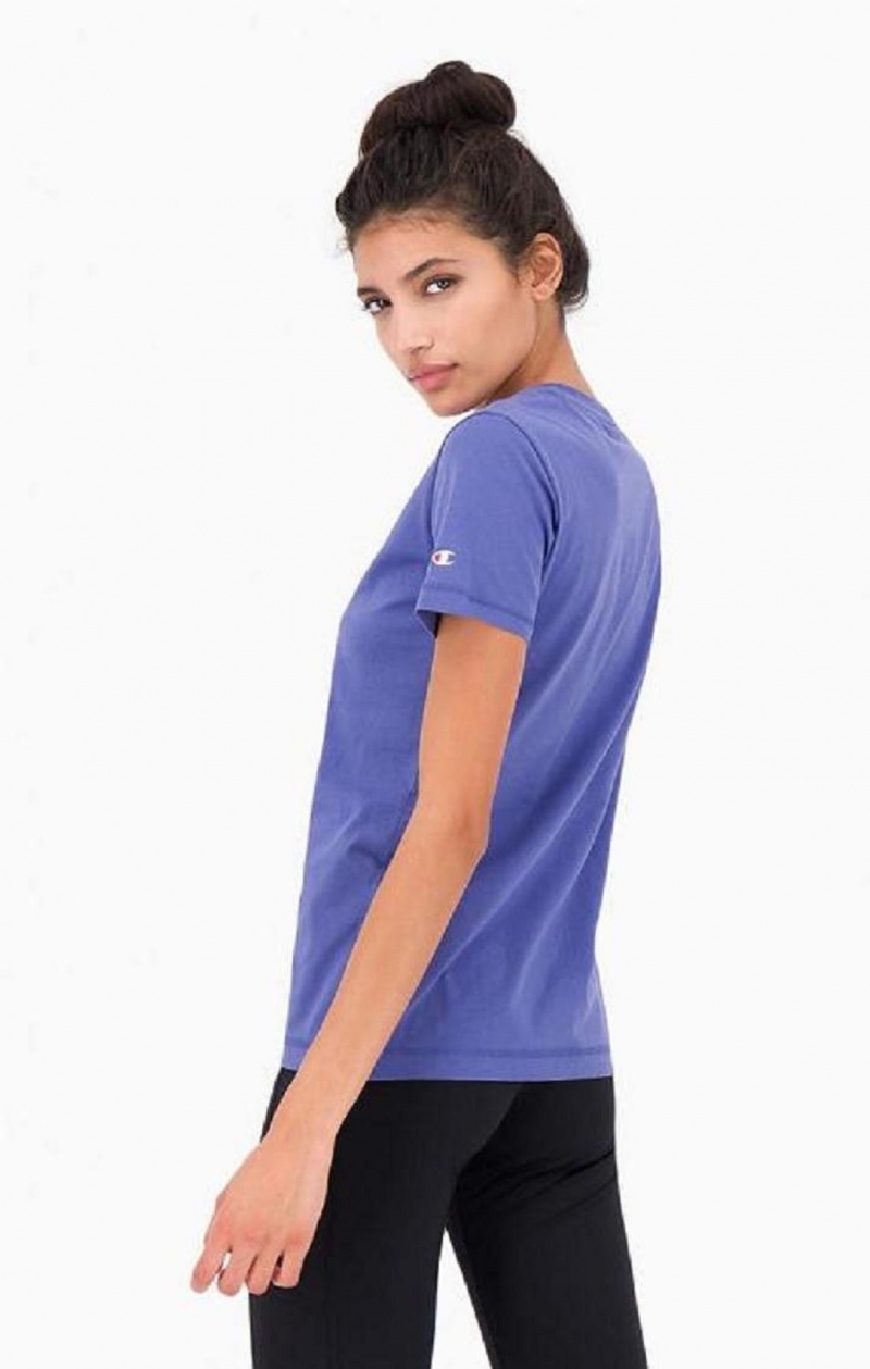 Camiseta Champion Small Script Logo T-Shirt Turquesa Azules | 1590-IHJOC