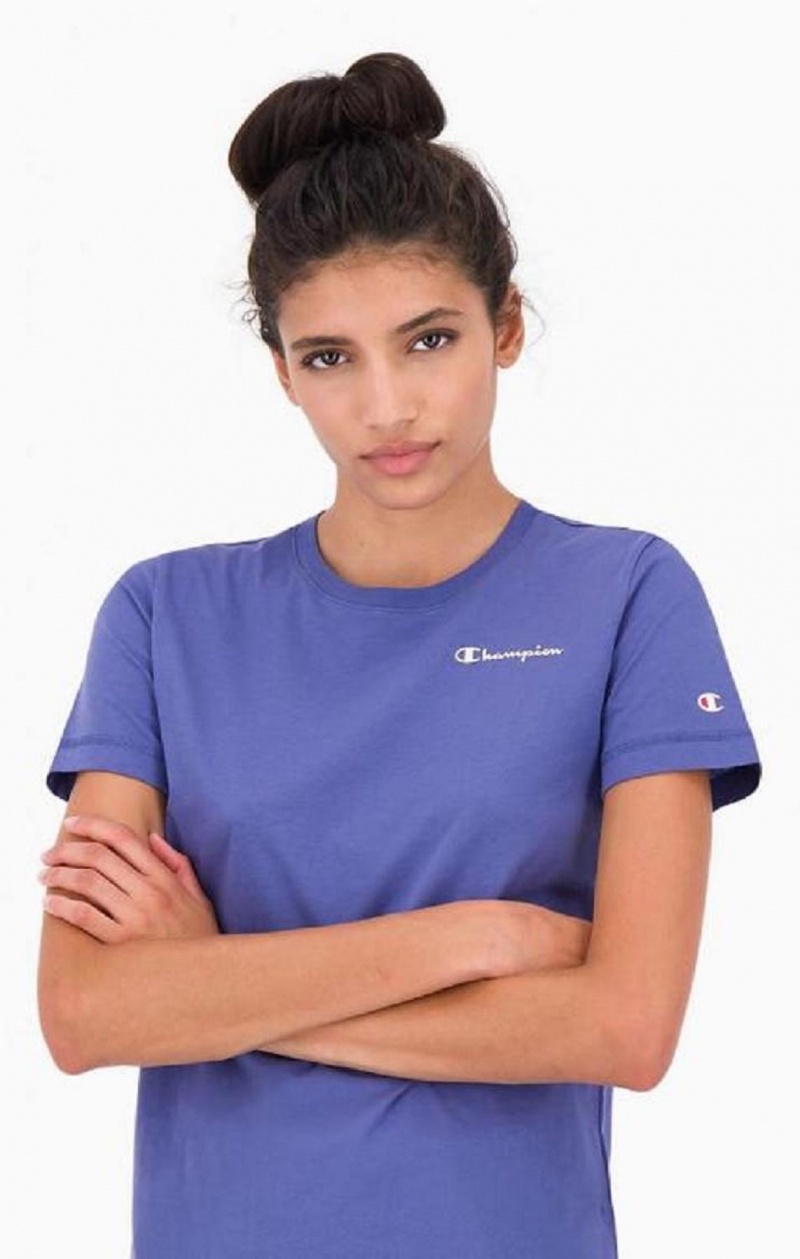 Camiseta Champion Small Script Logo T-Shirt Turquesa Azules | 1590-IHJOC