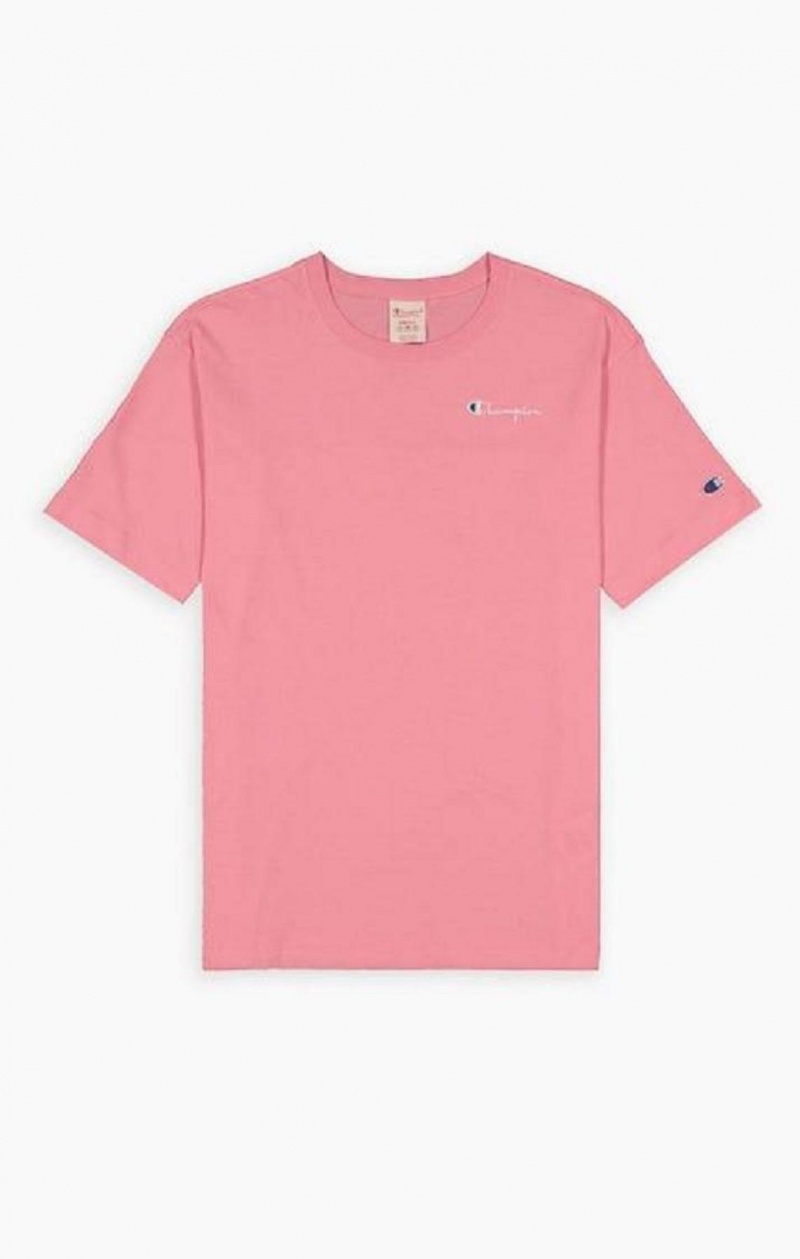 Camiseta Champion Small Script Logo T-Shirt Rosas | 2547-QIUBH