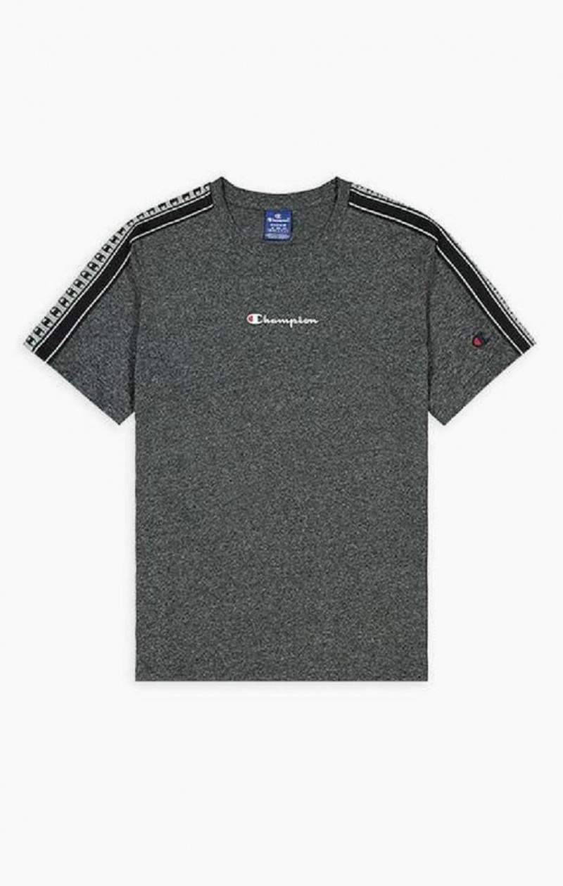 Camiseta Champion Stripe C Logo Tape Sleeve T-Shirt Gris Oscuro | 9124-ZFTYW