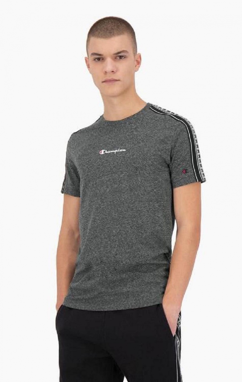 Camiseta Champion Stripe C Logo Tape Sleeve T-Shirt Gris Oscuro | 9124-ZFTYW