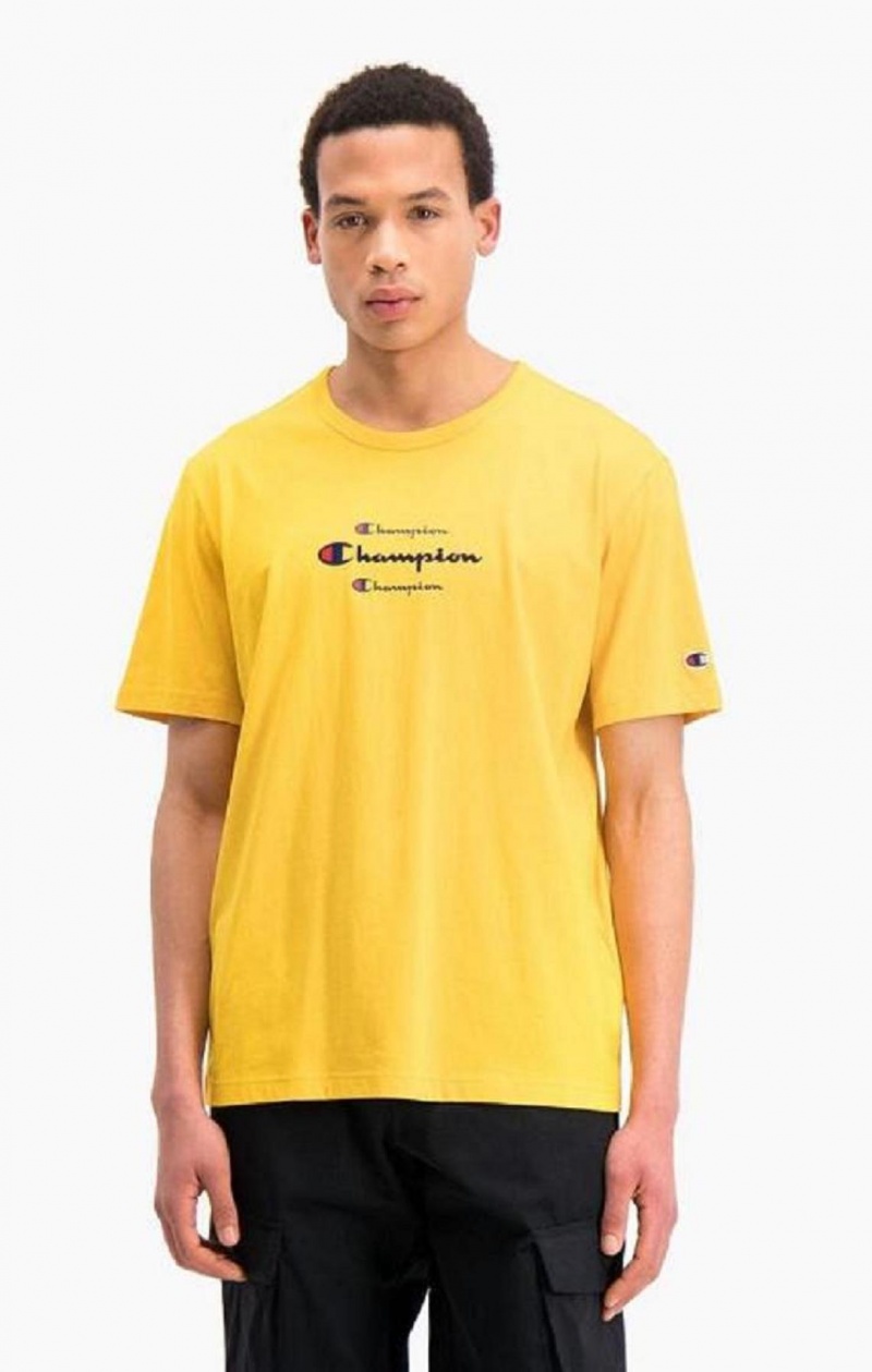 Camiseta Champion Triple Script Logo T-Shirt Doradas | 9856-HUQYS