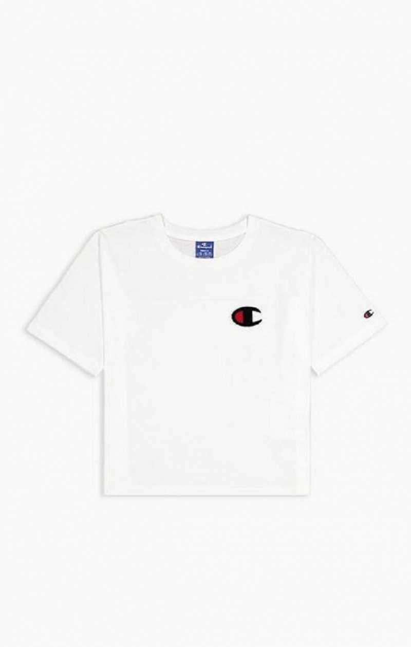 Camiseta Champion Velvet C Logo T-Shirt Blancas | 8614-WFTAZ