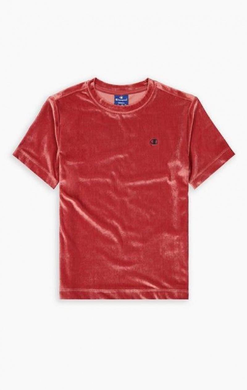 Camiseta Champion Velvet C Logo T-Shirt Rojas | 8065-JXBUT