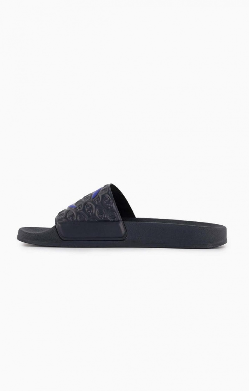 Chanclas Champion C Patch Pool Slides Azules Oscuro | 7013-FHUOI