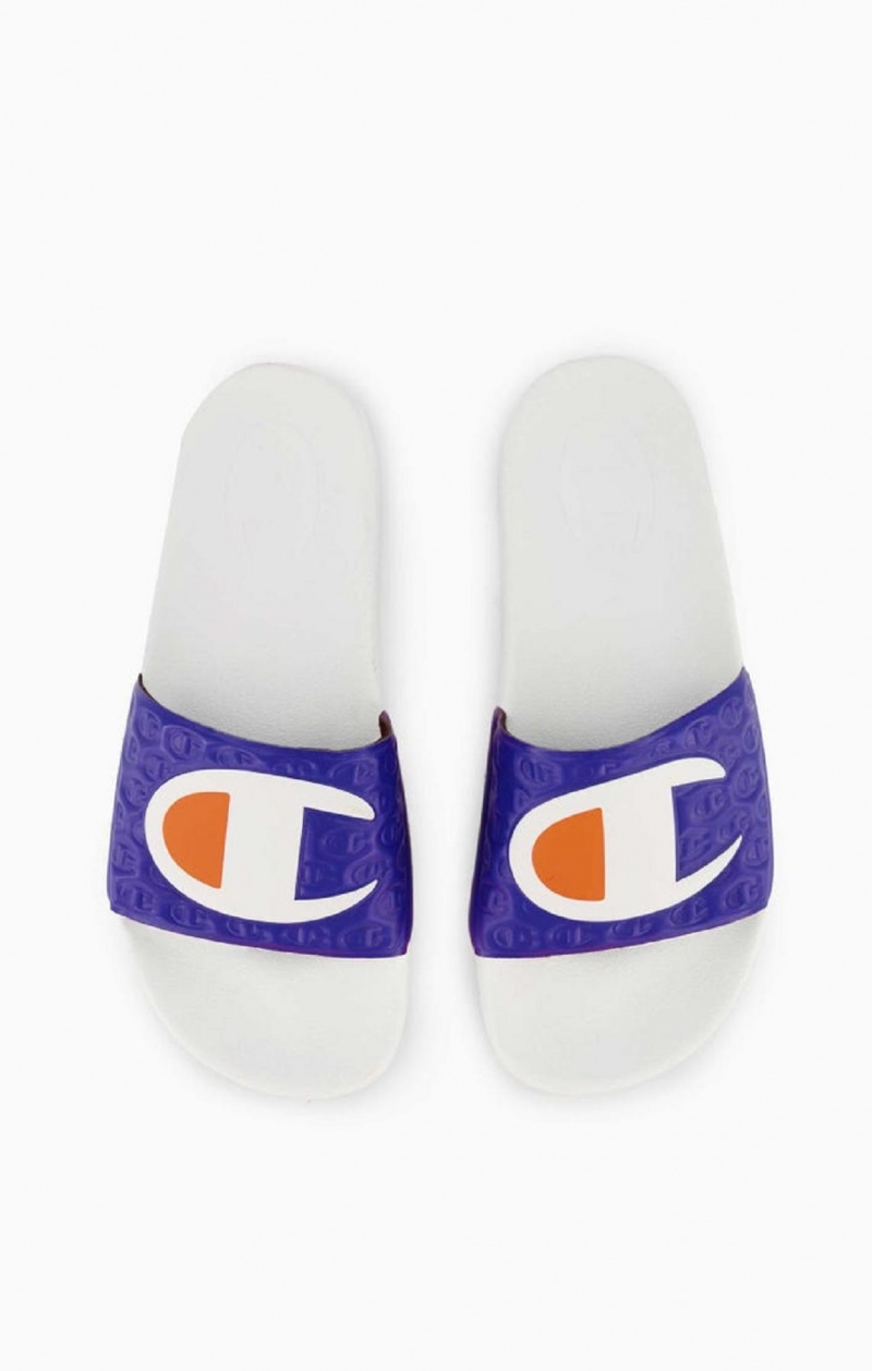 Chanclas Champion C Patch Pool Slides Blancas | 8160-UYQDR