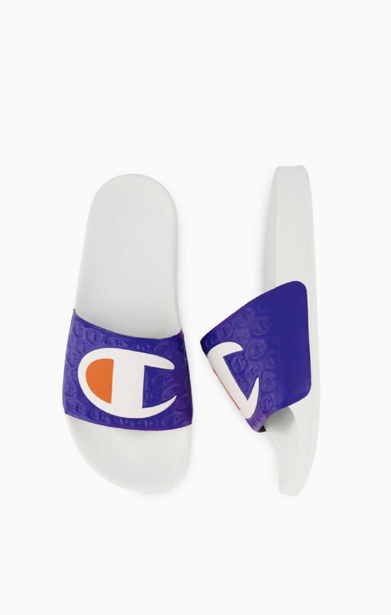 Chanclas Champion C Patch Pool Slides Blancas | 8160-UYQDR