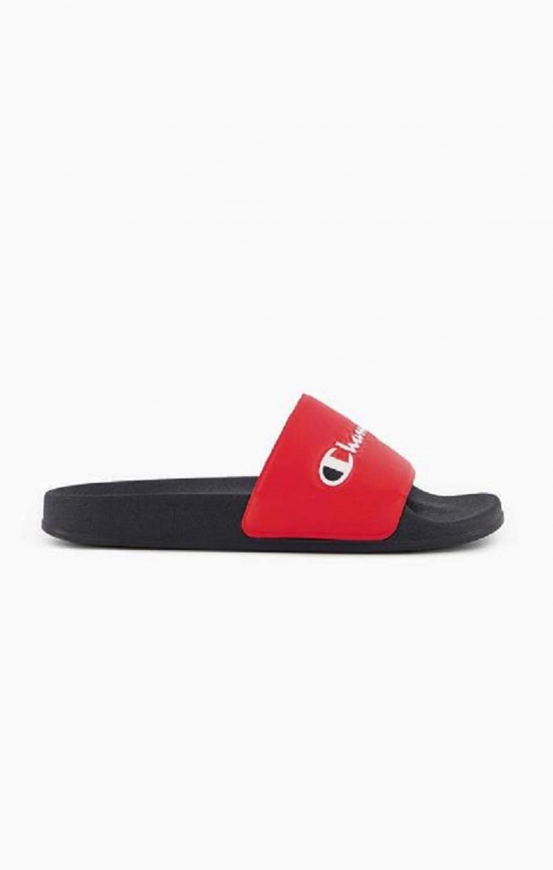 Chanclas Champion Script Logo Pool Slides Rojas Negras | 6745-KUNOV