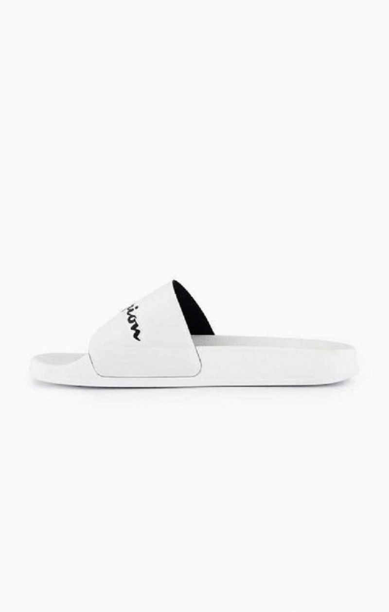 Chanclas Champion Script Logo Pool Slides Blancas | 1634-PVIOT