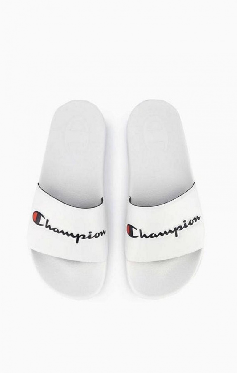 Chanclas Champion Script Logo Pool Slides Blancas | 1634-PVIOT