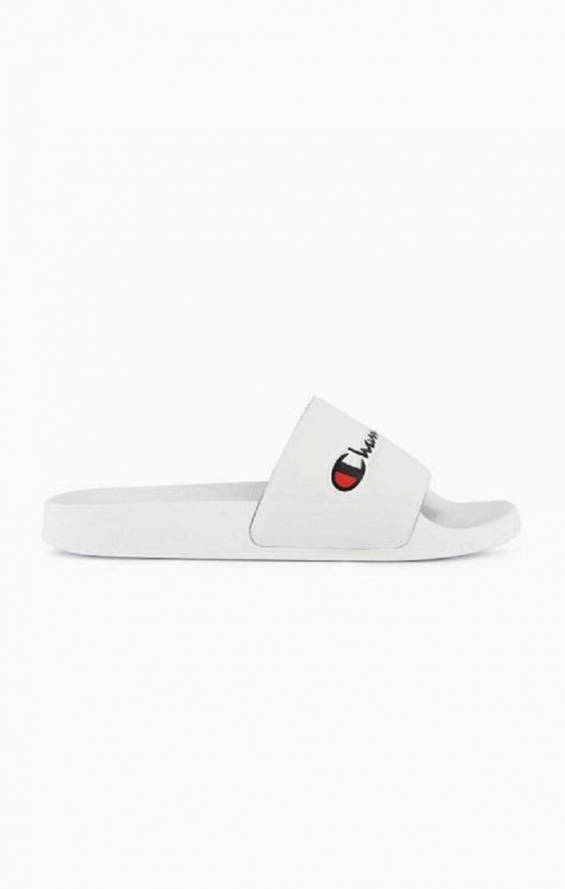 Chanclas Champion Script Logo Pool Slides Blancas | 1634-PVIOT