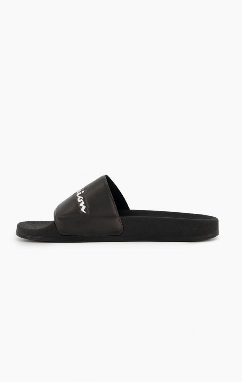 Chanclas Champion Script Logo Pool Slides Negras | 7480-CLBKH