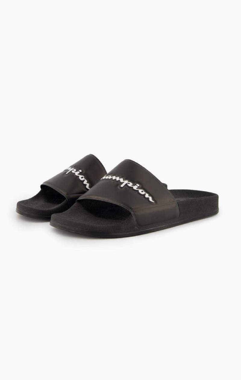 Chanclas Champion Script Logo Pool Slides Negras | 7480-CLBKH