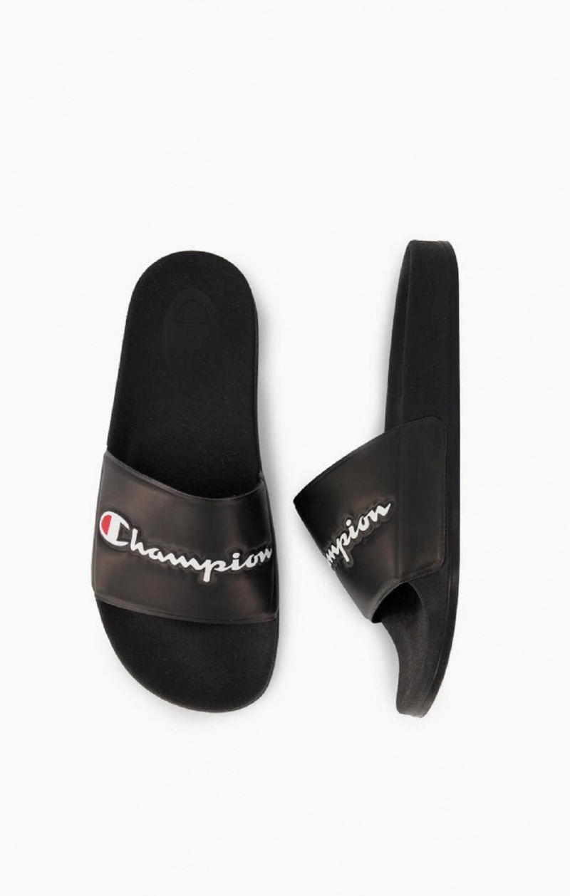 Chanclas Champion Script Logo Pool Slides Negras | 7480-CLBKH