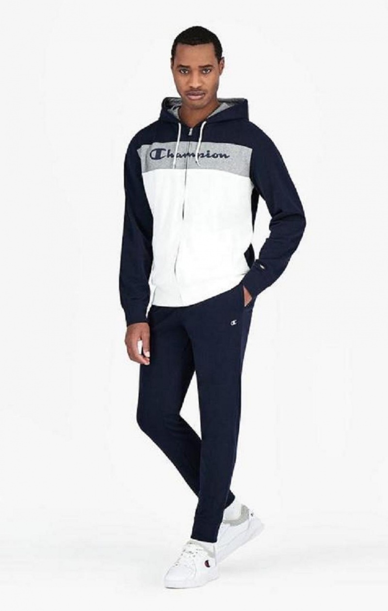 Chandals Champion Colour Block Script Logo Zip-Up Sweatsuit Azules Oscuro | 6724-WXLQT