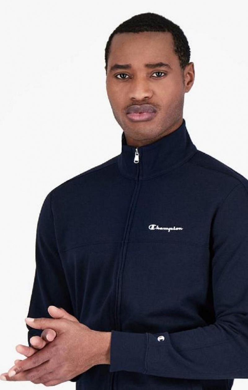 Chandals Champion Script Logo Detail Zip-Up Sweatsuit Azules Oscuro | 8609-BIHAW