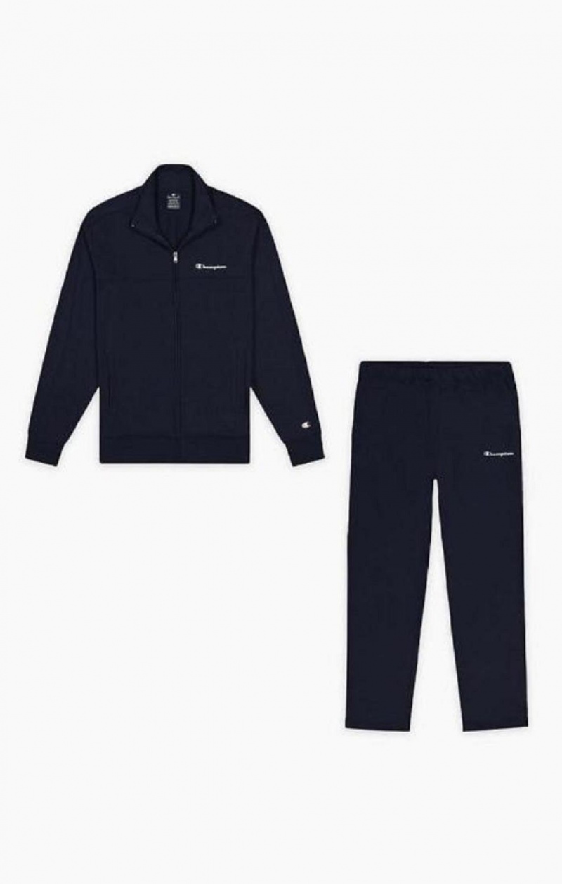 Chandals Champion Script Logo Detail Zip-Up Sweatsuit Azules Oscuro | 8609-BIHAW