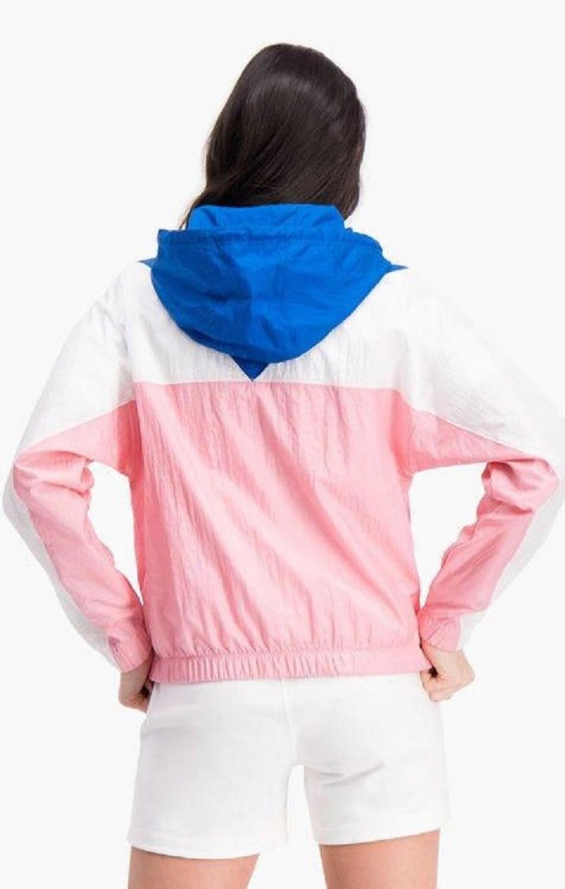 Chaquetas Champion Colour Block Encapuchado Pista Jacket Blancas Rosas | 5270-UOEQH